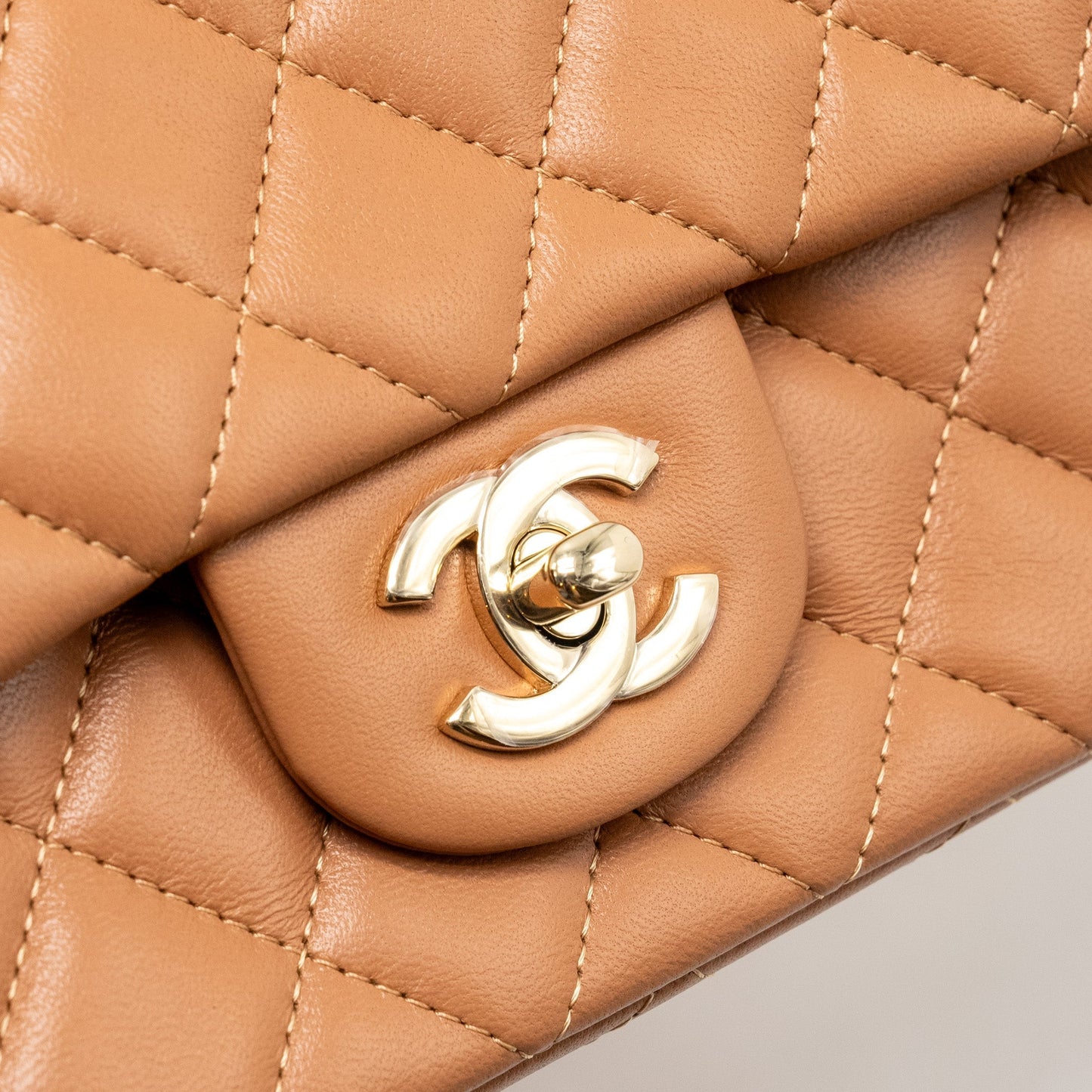 Chanel Mini Rectangular Flap Bag Lambskin Dark Beige L