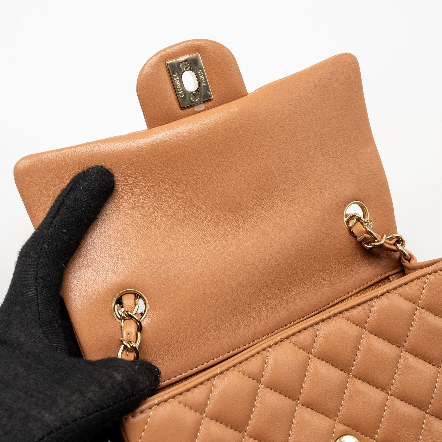 Chanel Mini Rectangular Flap Bag Lambskin Dark Beige L