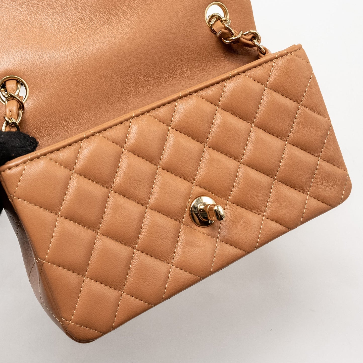 Chanel Mini Rectangular Flap Bag Lambskin Dark Beige L