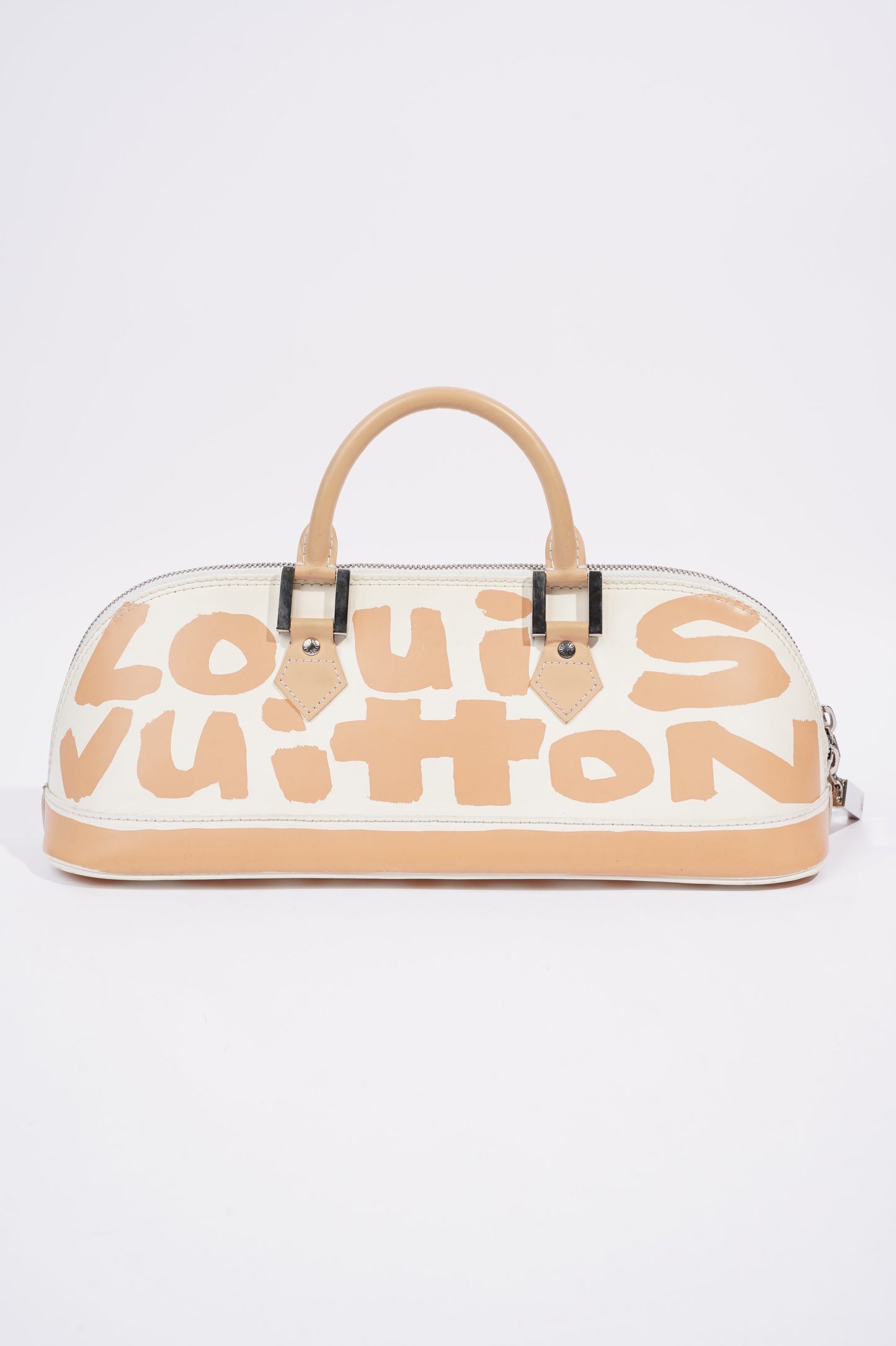 Louis Vuitton Alma Long Stephen Spro White / Nude Coated Canvas Handbag