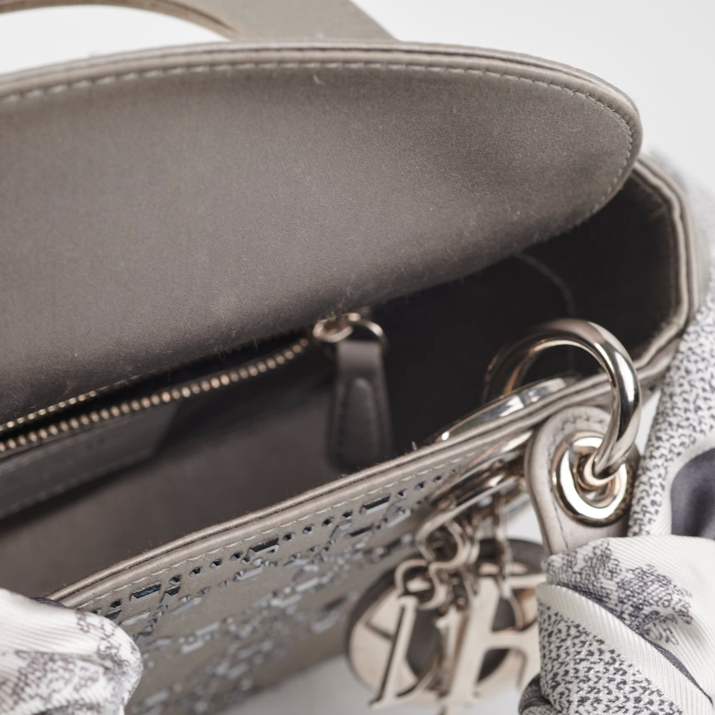Christian Dior Mini Lady Dior Satin Grey