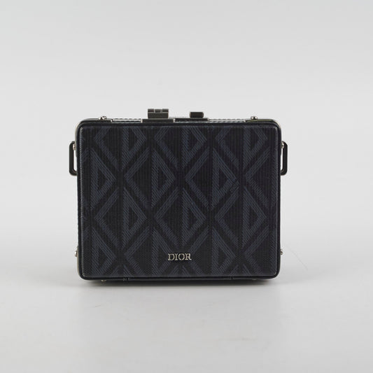 Christian Dior Mini Lock Canvas Crossbody Bag Black/Blue