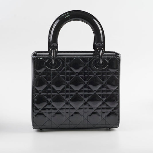 Christian Dior Small Lady Dior Patent Black