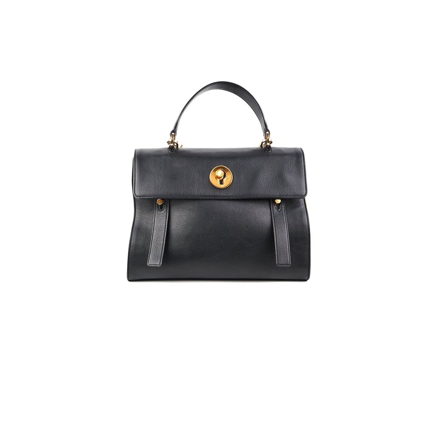 Saint Laurent M Calfskin Black and Beige Shoulder Bag
