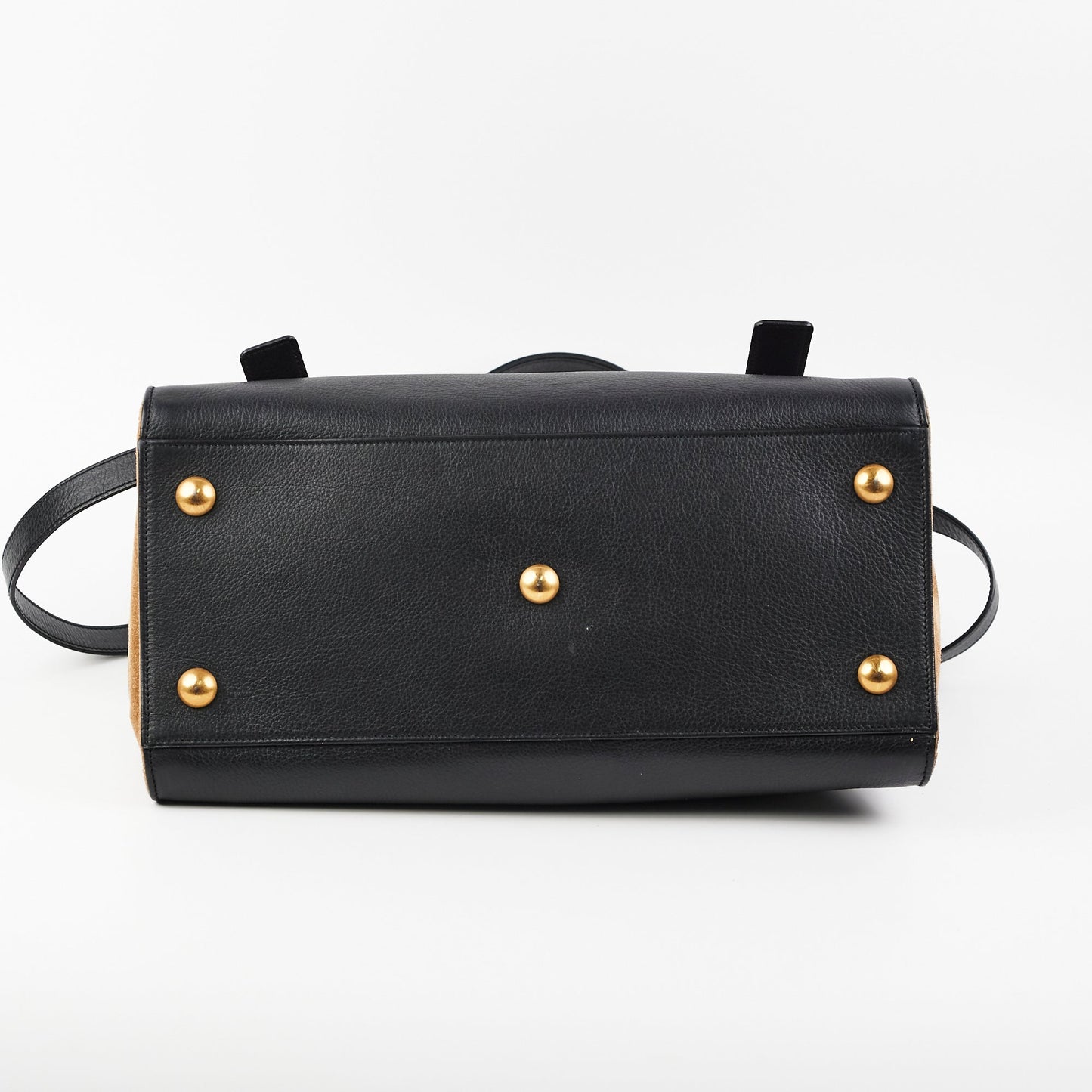 Saint Laurent M Calfskin Black and Beige Shoulder Bag