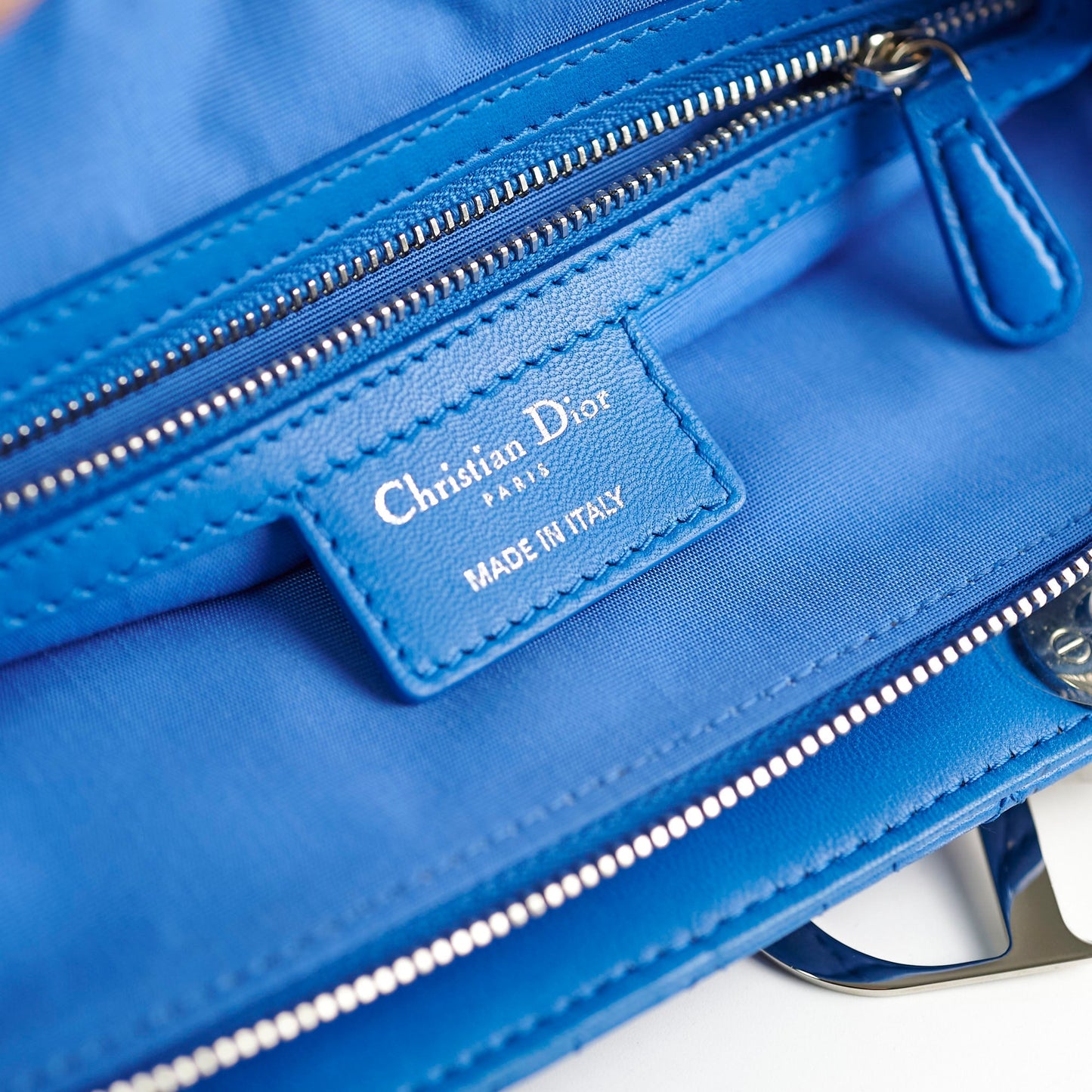 Christina Dior Cannage Leather Shopping Tote Blue