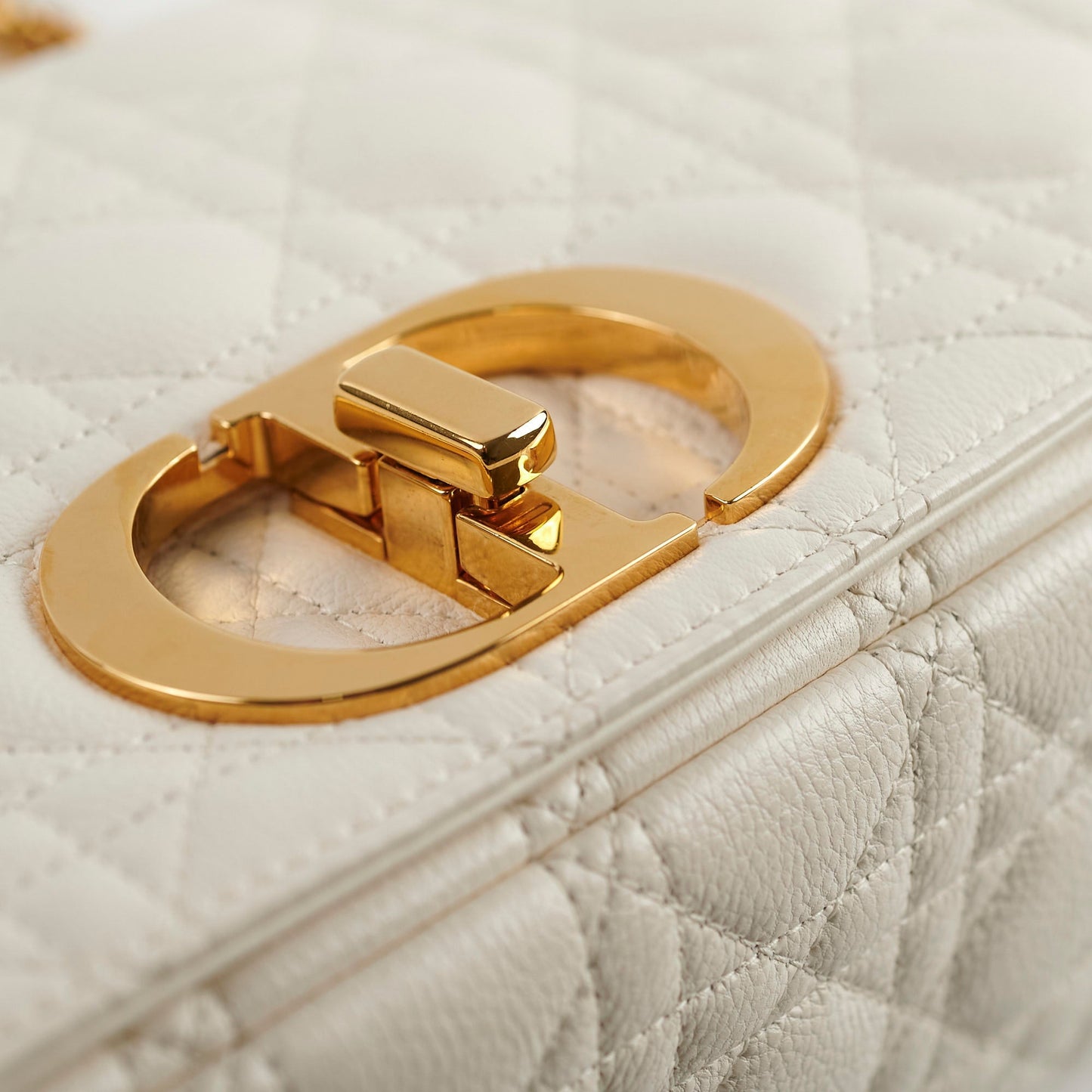 Christian Dior Medium Caro Cannage Bag White