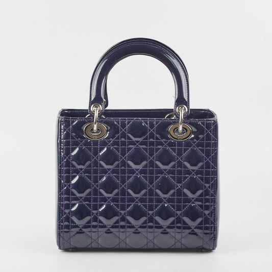 Christian Dior Medium Lady Dior Patent Navy