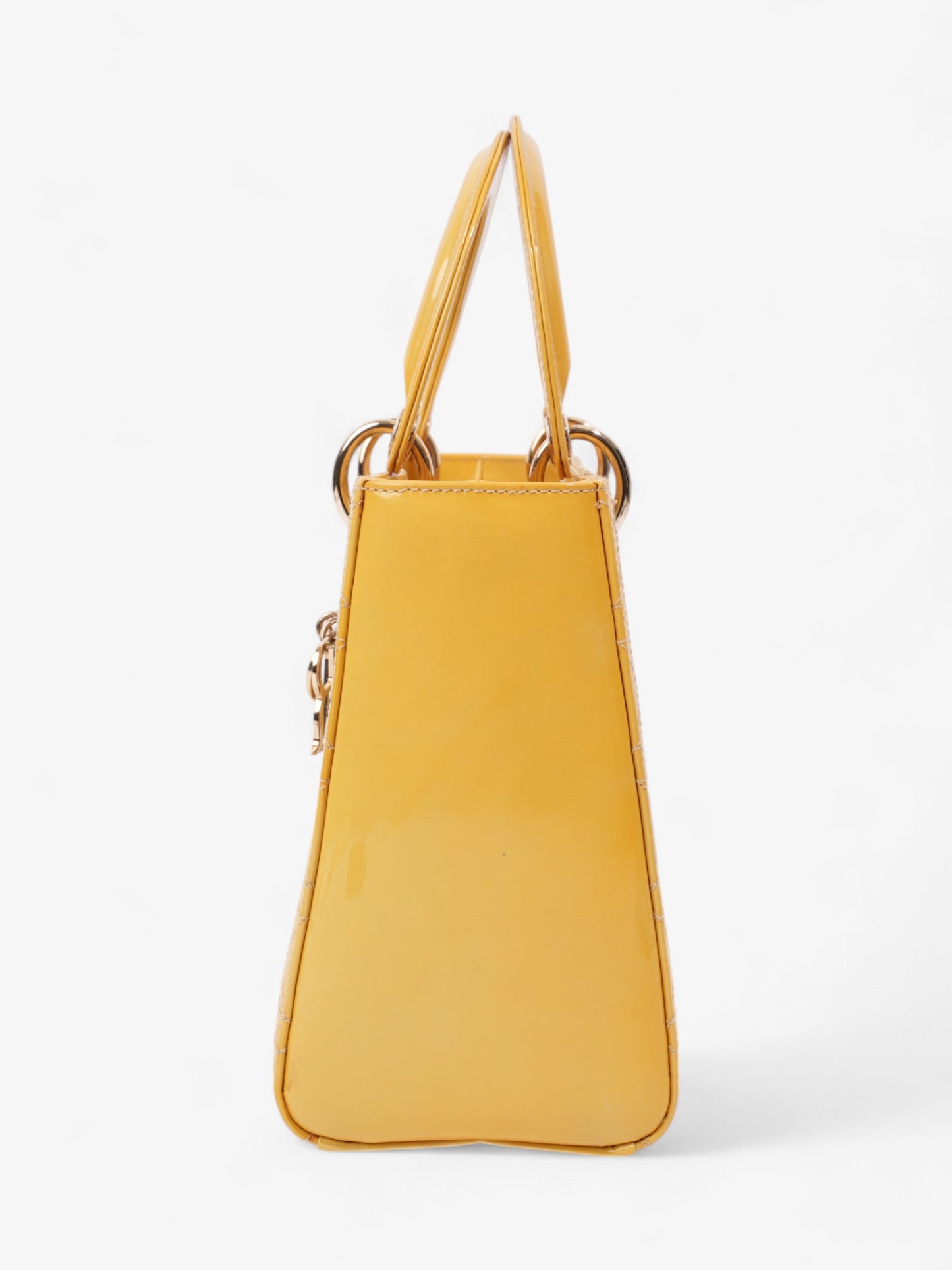 Christian Dior Lady Dior Yellow Patent Leather Medium