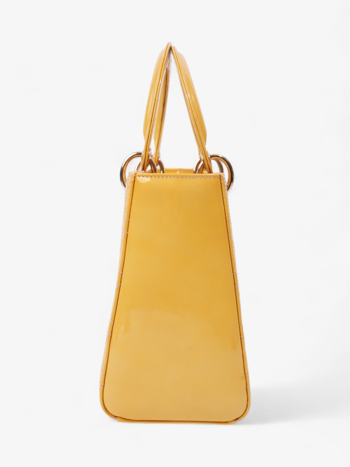 Christian Dior Lady Dior Yellow Patent Leather Medium