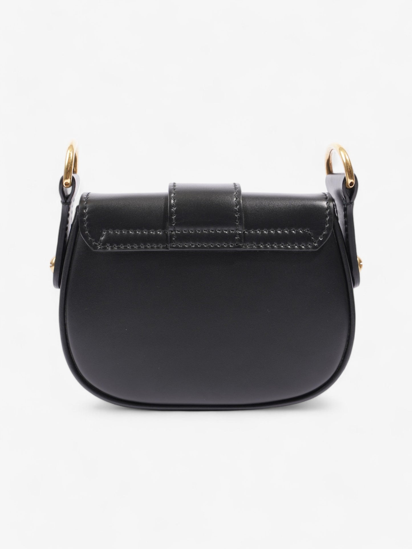 Christian Dior D Fence Saddle Bag Black Calfskin Leather Mini
