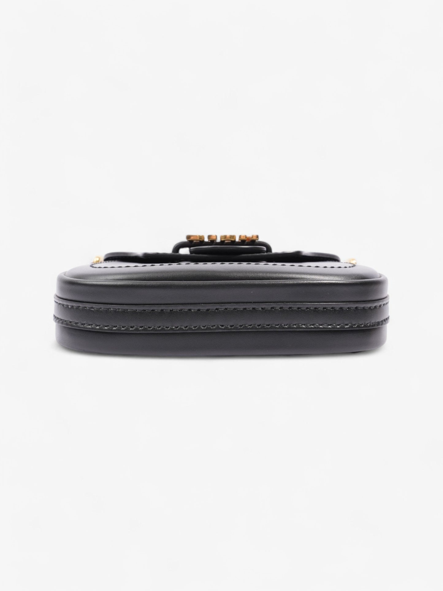 Christian Dior D Fence Saddle Bag Black Calfskin Leather Mini