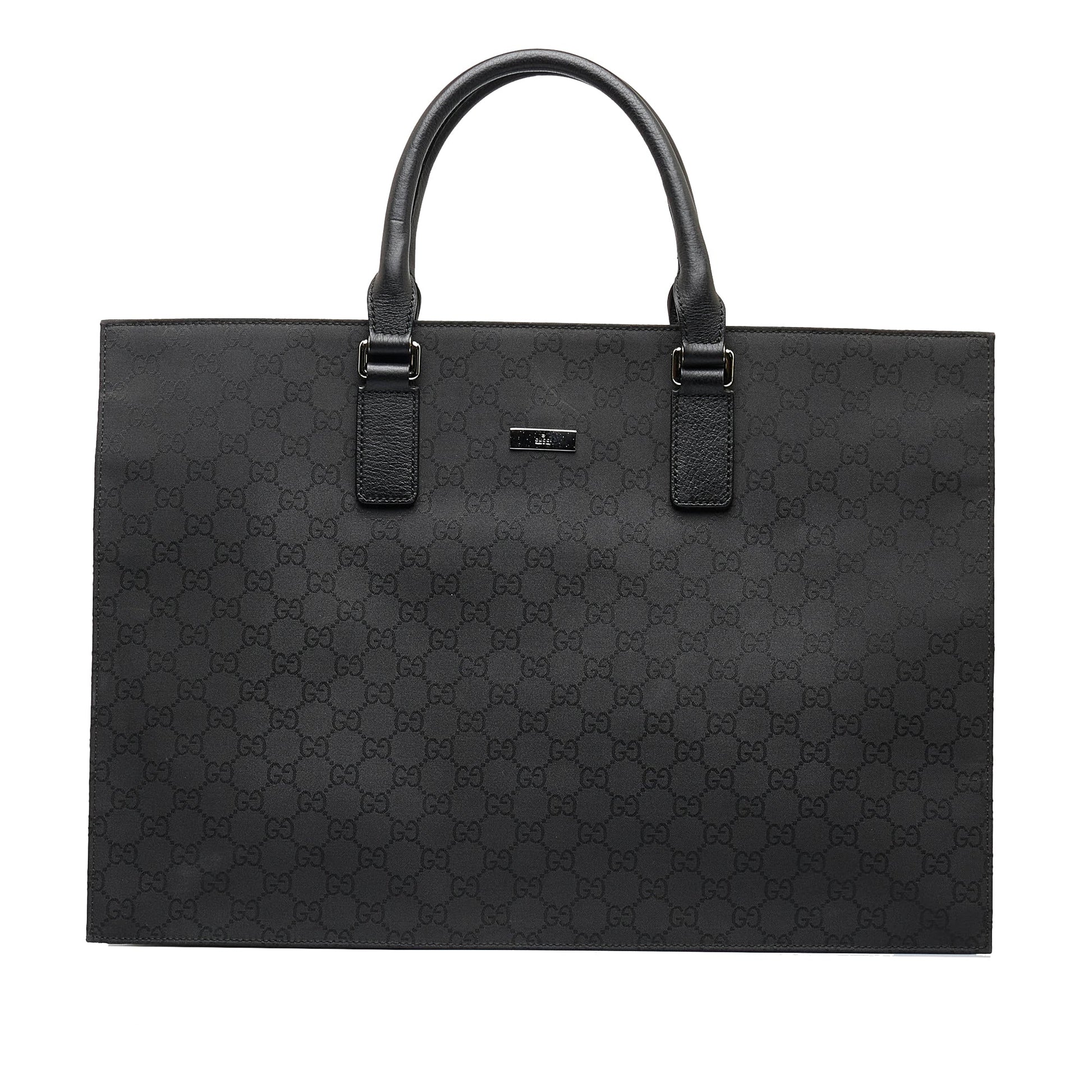 Gucci Black Leather Nylon Tote Style 1
