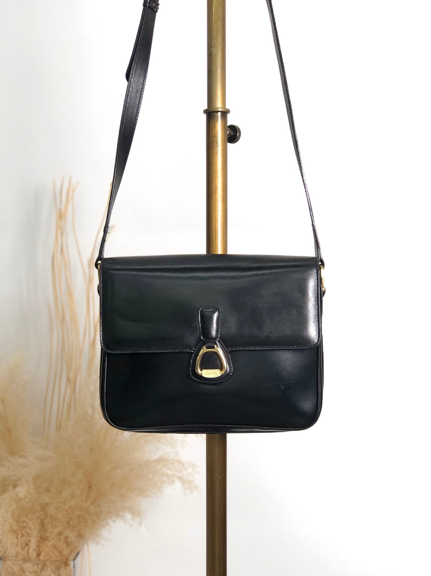 CELINE Horse Bit Crossbody Shoulder bag Black