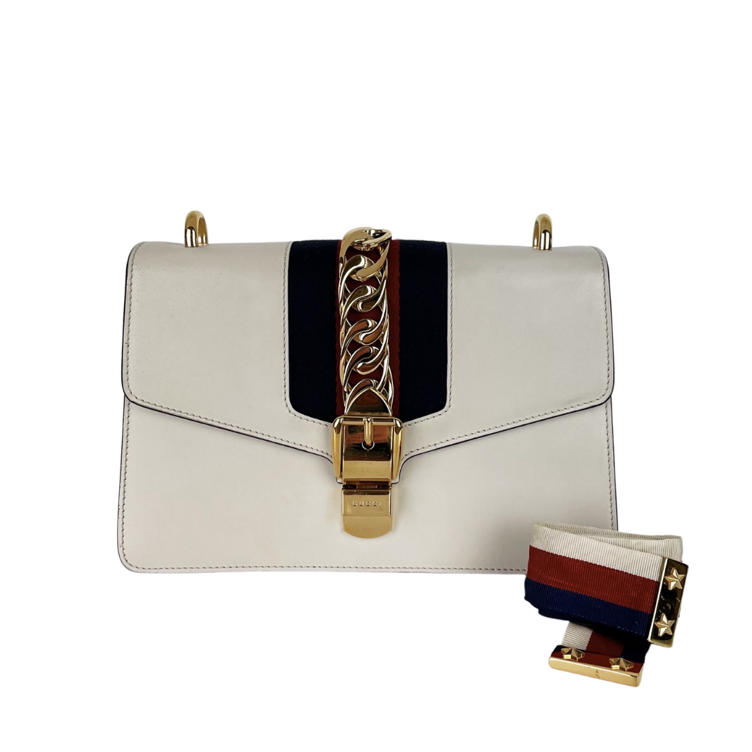 Gucci Nylon Chain Leather Shoulder Bag