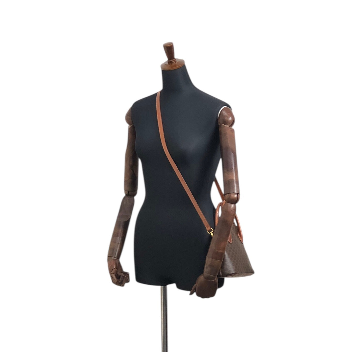 CELINE Macadam Two-way Handbag Shoulder bag Brown 764h73