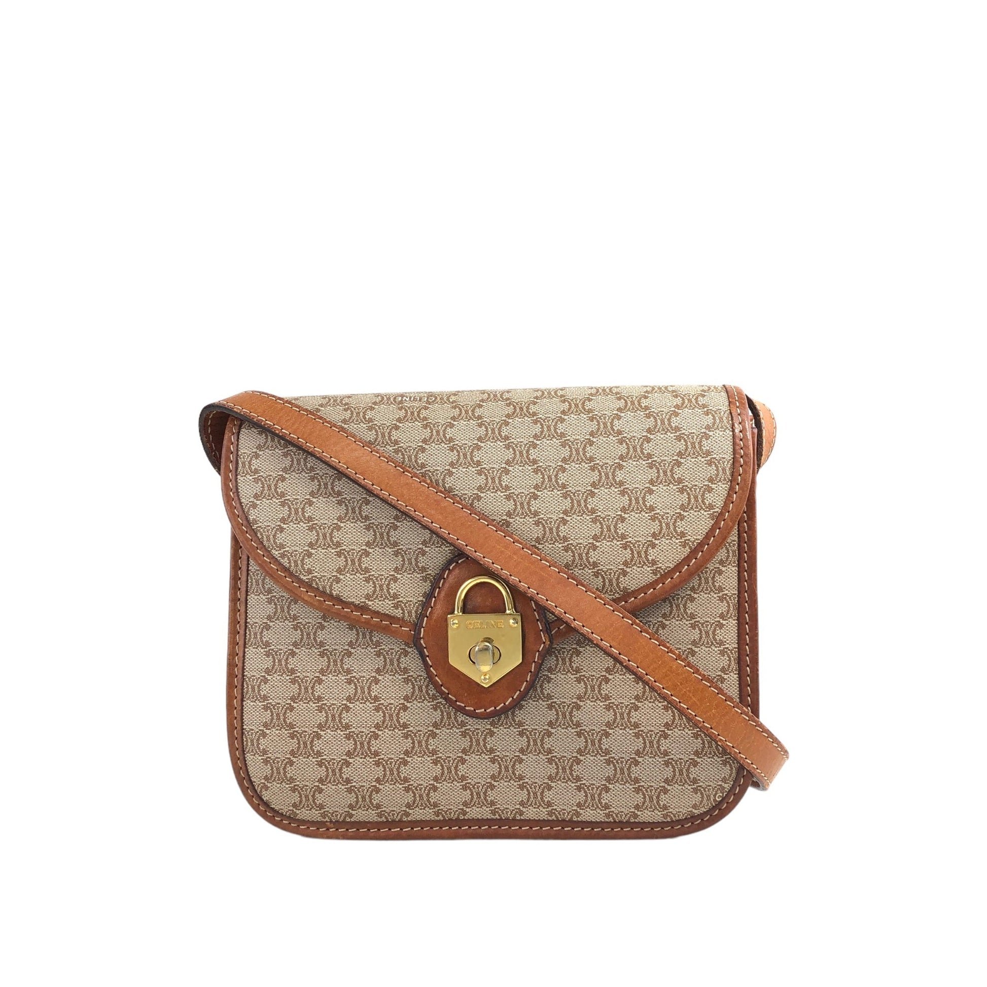CELINE Macadam Turn Lock Shoulder bag Beige 5t7ci2