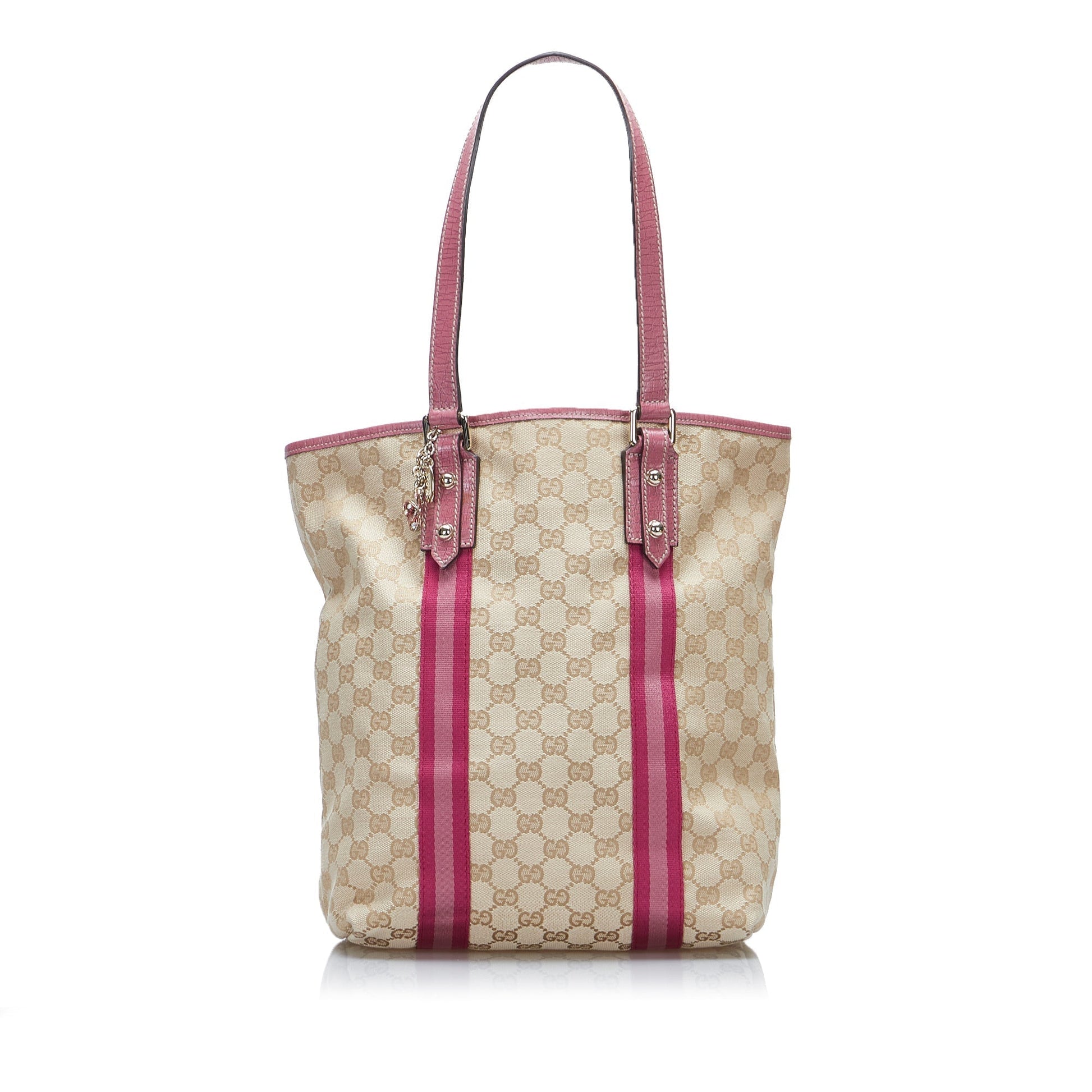 Gucci Brown Leather Canvas Tote Style 37