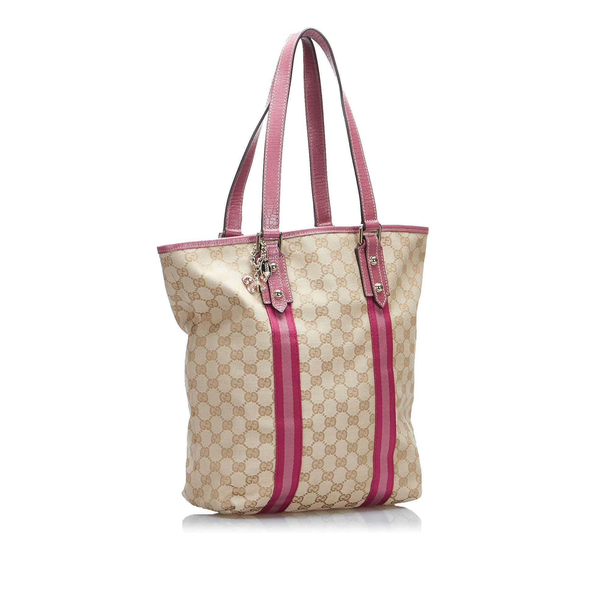 Gucci Brown Leather Canvas Tote Style 37