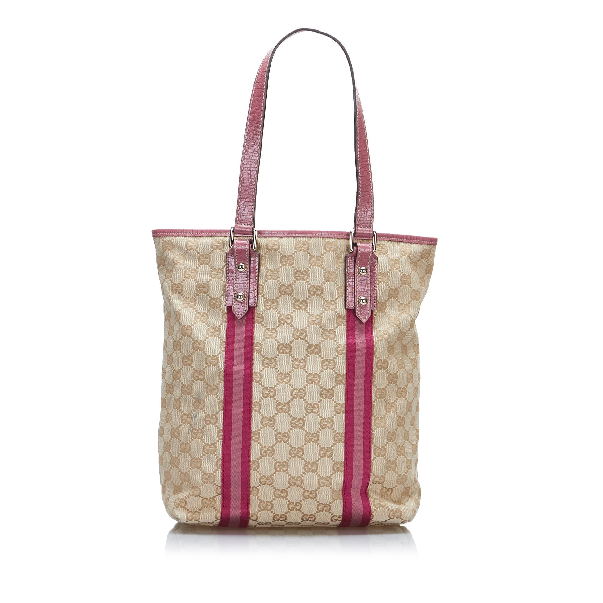 Gucci Brown Leather Canvas Tote Style 37
