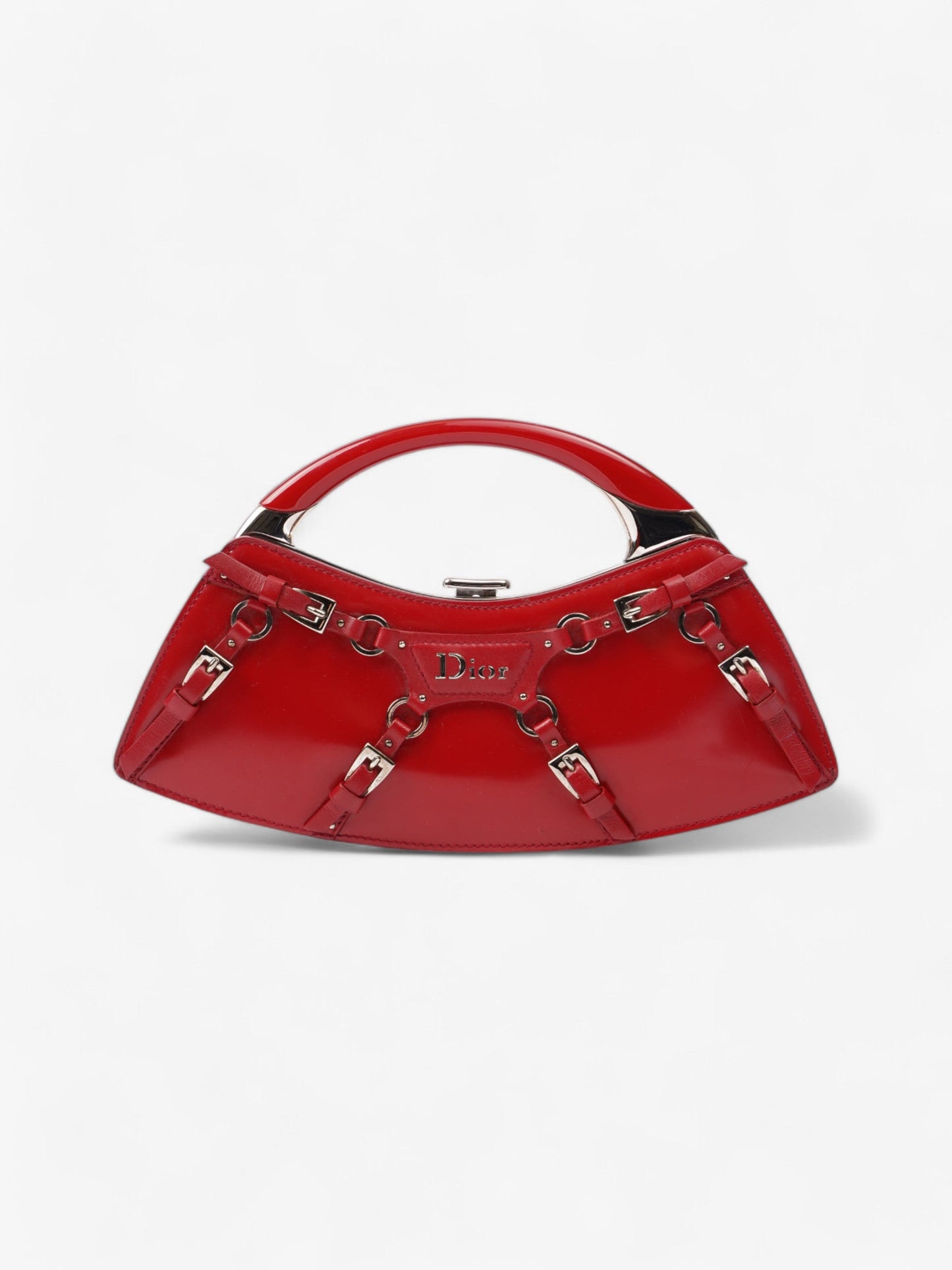 Christian Dior Bondage Clutch Red Calfskin Leather