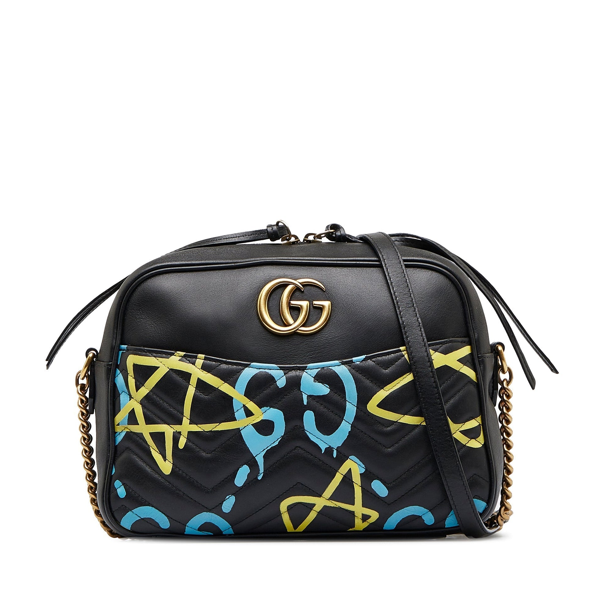 Gucci GG Marmont Black Leather Chain Crossbody