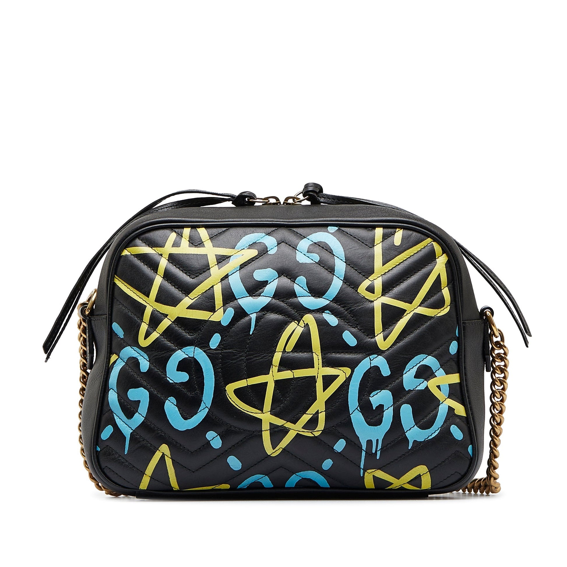 Gucci GG Marmont Black Leather Chain Crossbody