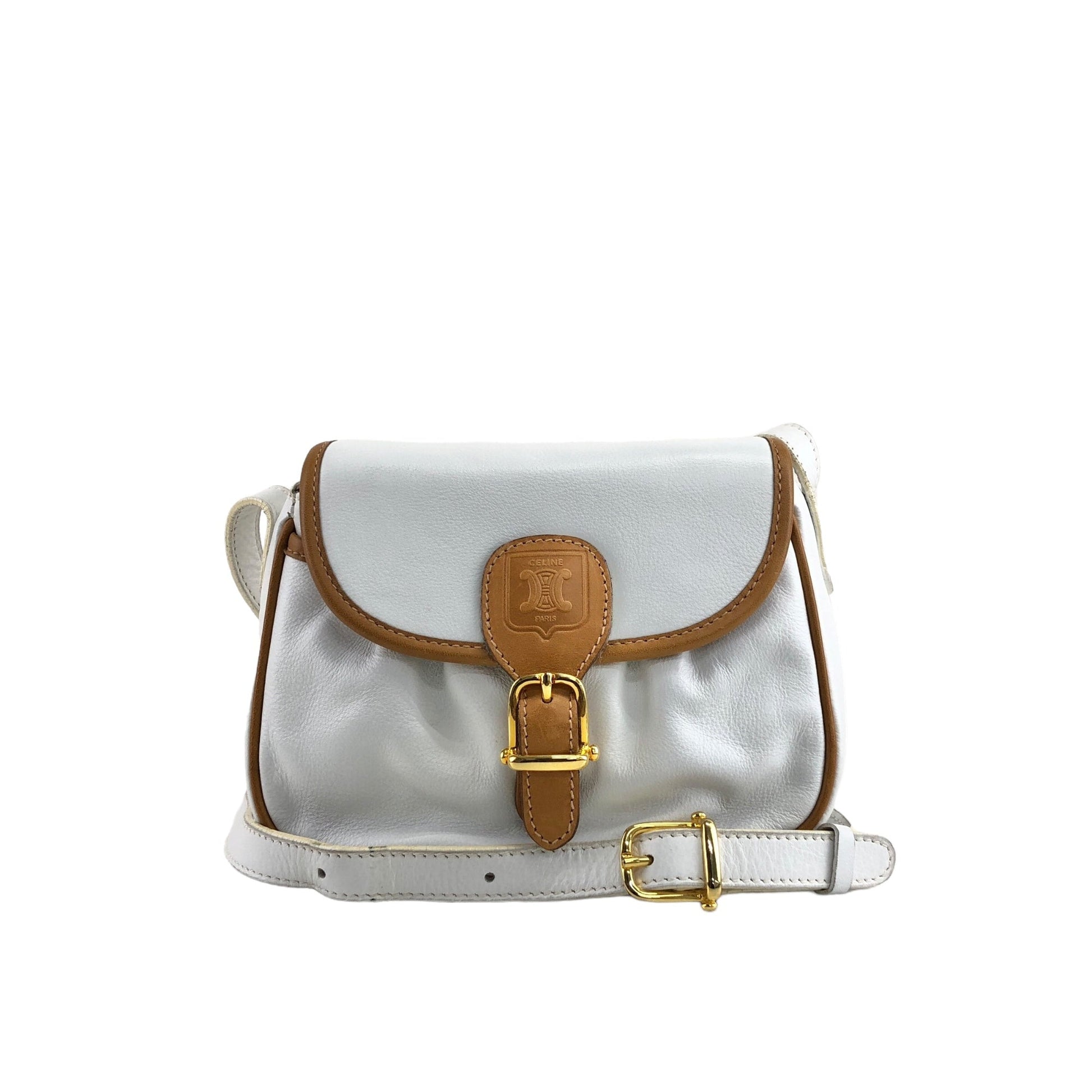CELINE Front Buckle Shoulder bag White