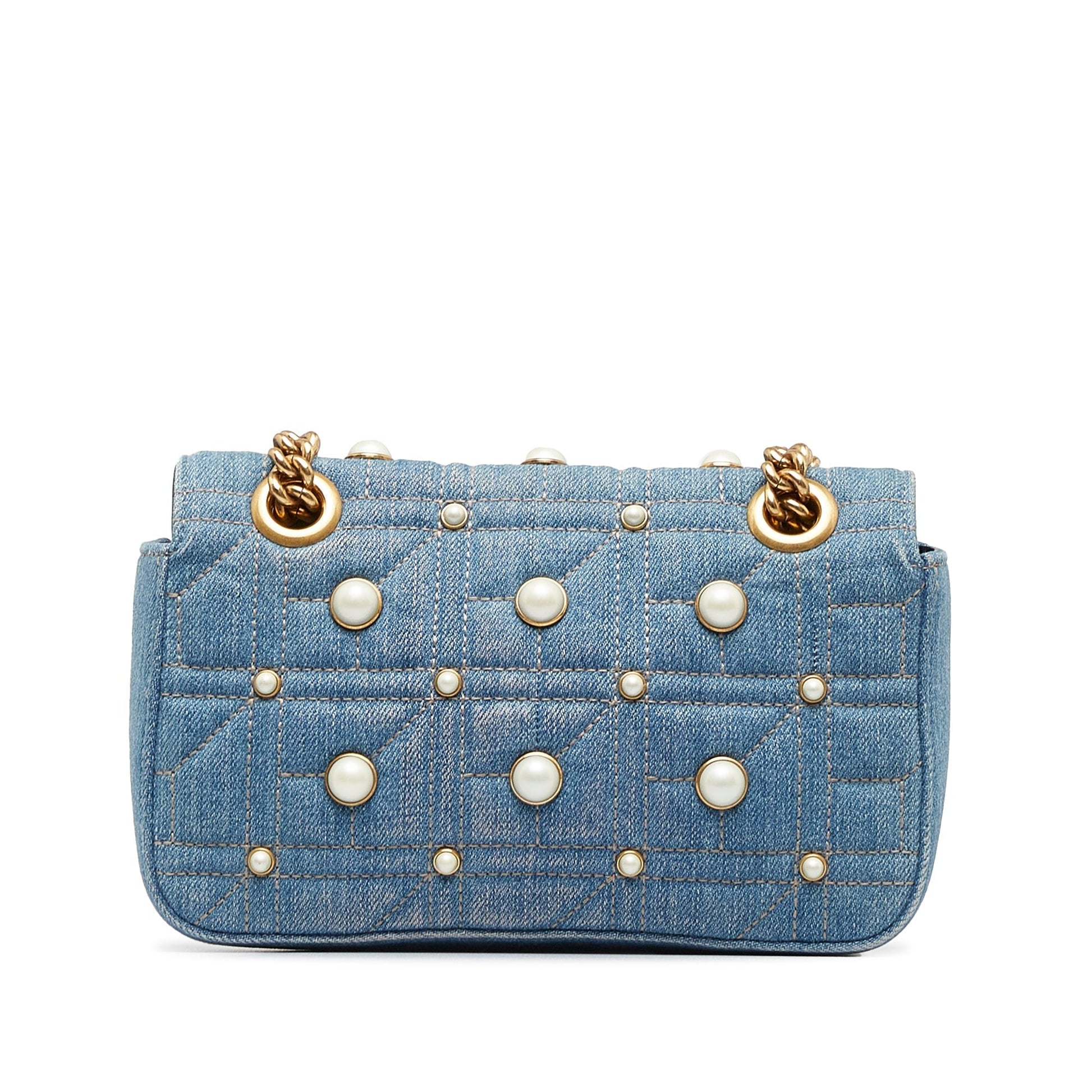 Gucci GG Marmont Blue Denim Quilted Shoulder Bag