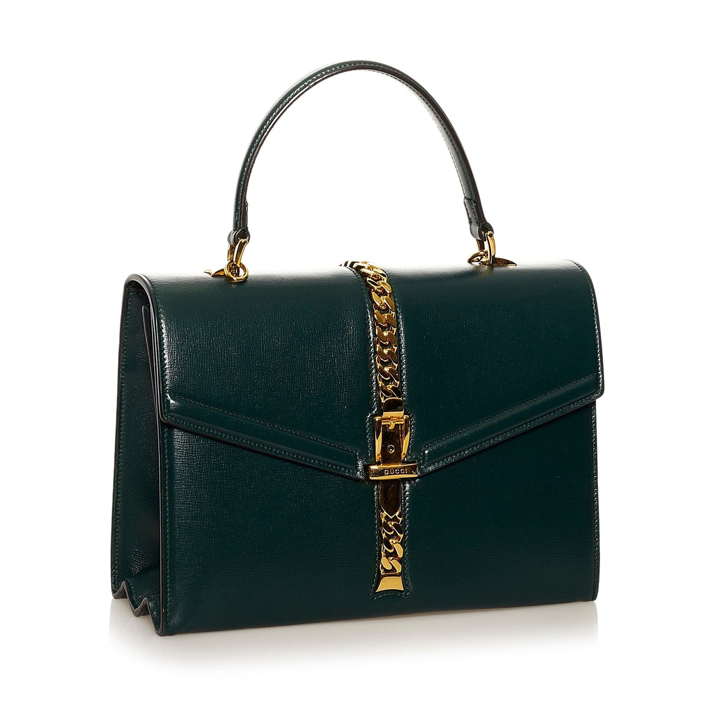 Gucci Sylvie Green Leather Chain Crossbody