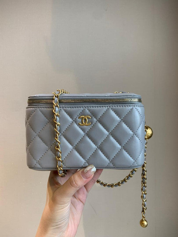 Chanel Pearl Crush Vanity Case with Chain Quilted Lambskin Small Crossbody