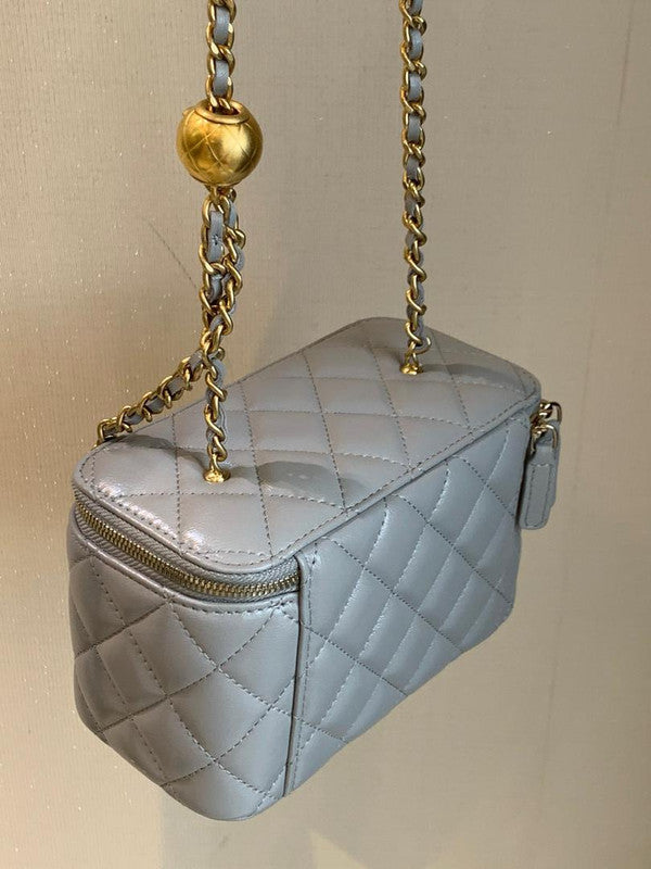 Chanel Pearl Crush Vanity Case with Chain Quilted Lambskin Small Crossbody