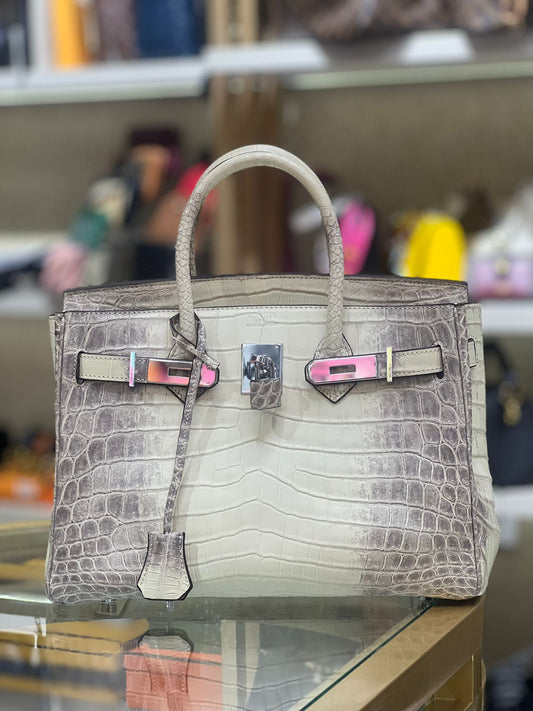 Luxury Hermes Birkin 30 Himalayan Himalaya Crocodile Handbag