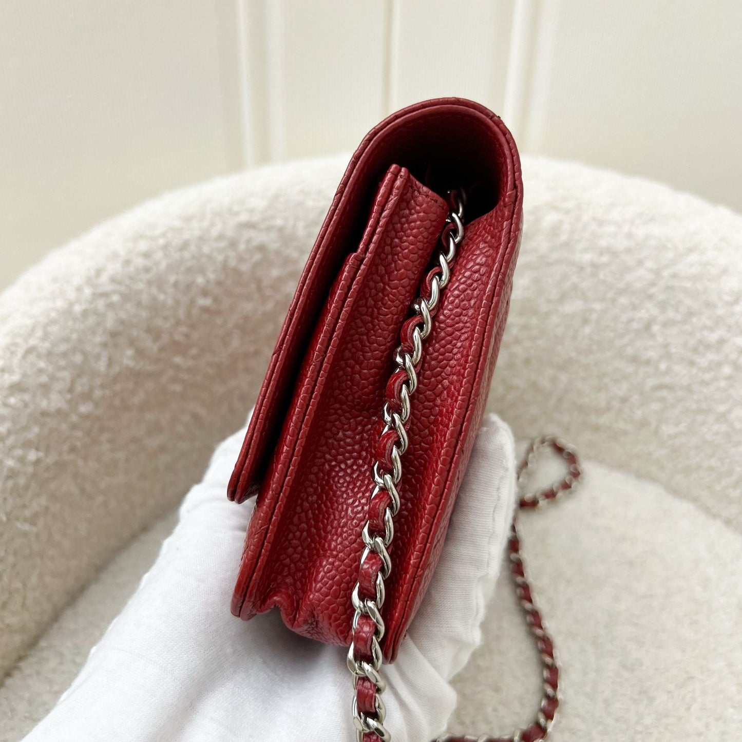 Chanel Classic Wallet on Chain WOC in Red Caviar and SHW Crossbody