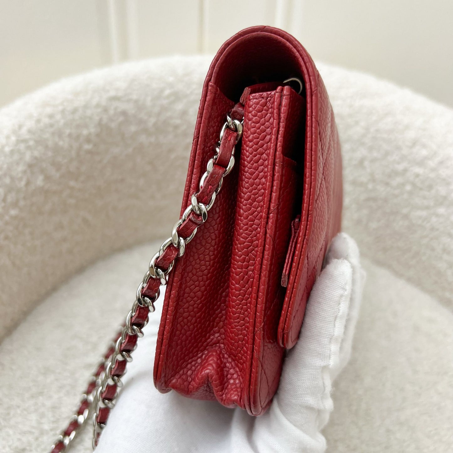 Chanel Classic Wallet on Chain WOC in Red Caviar and SHW Crossbody