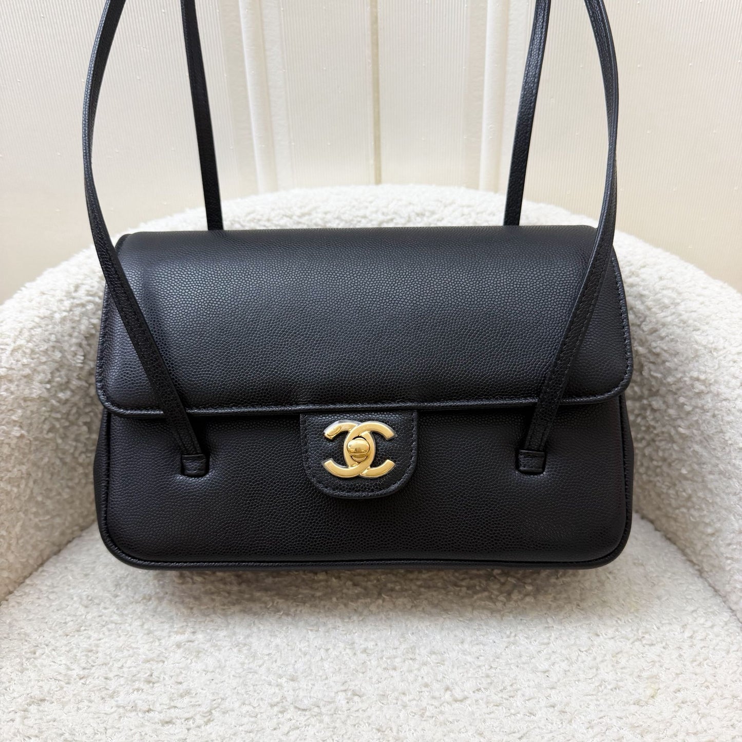 Chanel 26P Preppy Coco Small Flap Bag in Black Caviar and GHW (Model: AS6130)