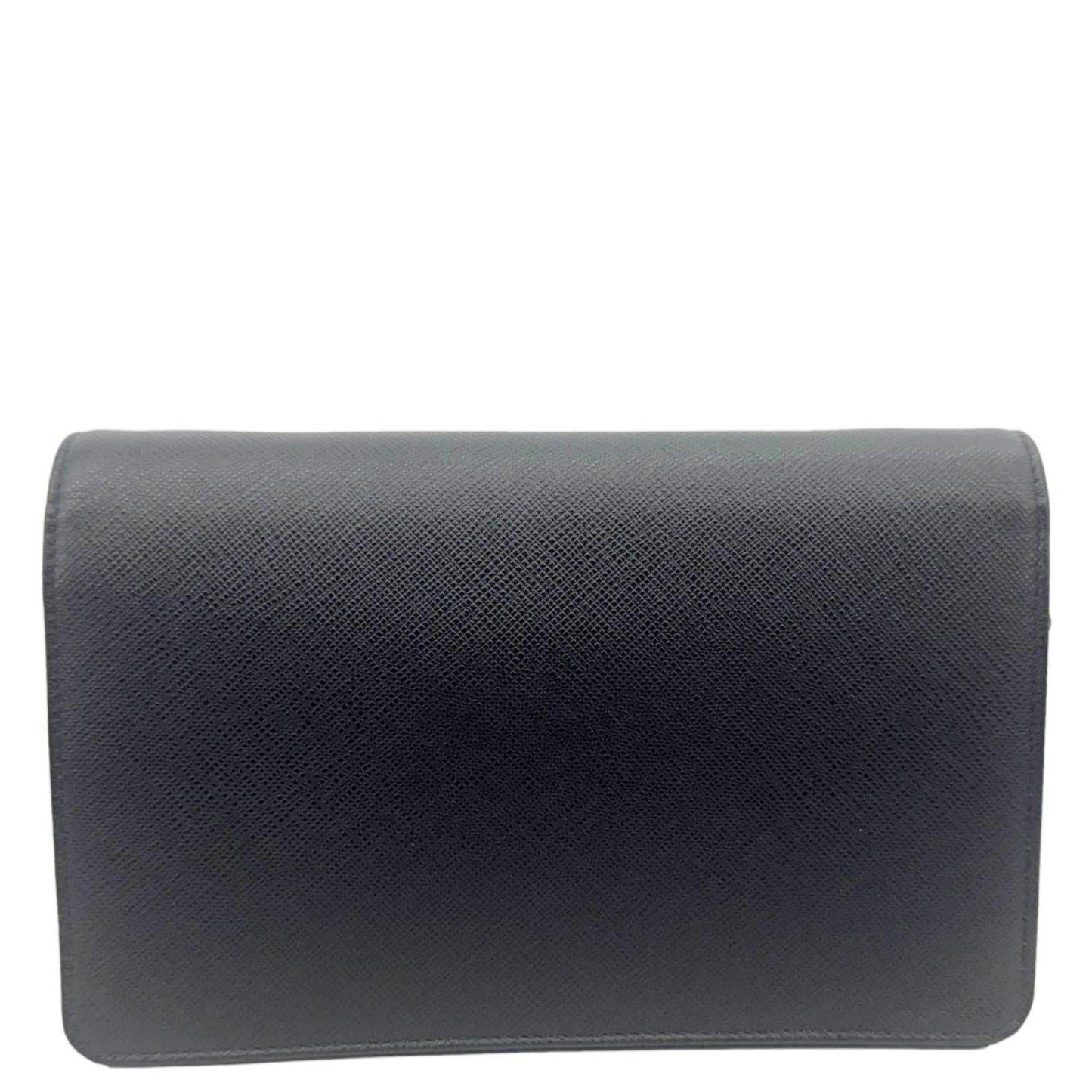 PRADA Saffiano Lux Chain Crossbody Bag Black