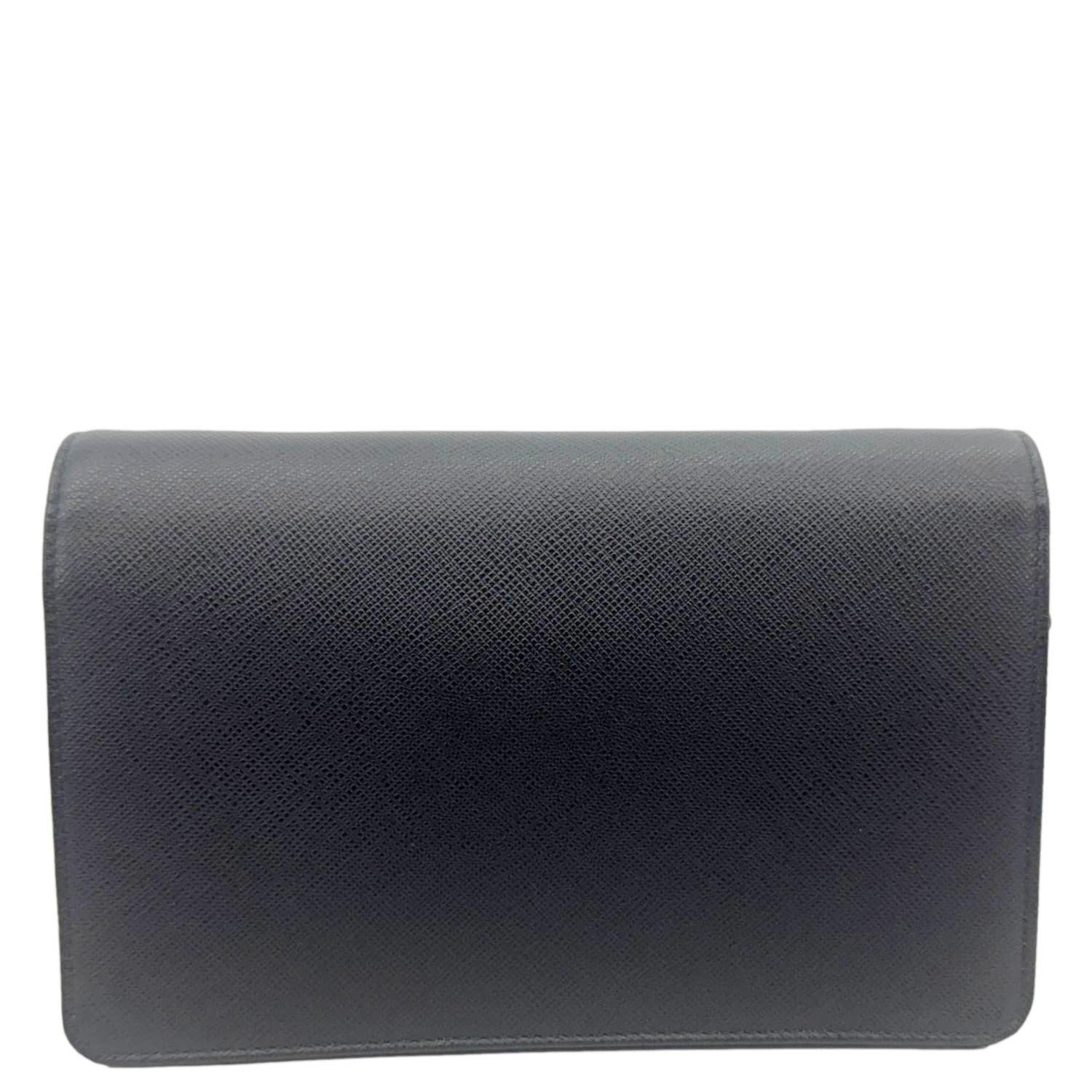 PRADA Saffiano Lux Chain Crossbody Bag Black