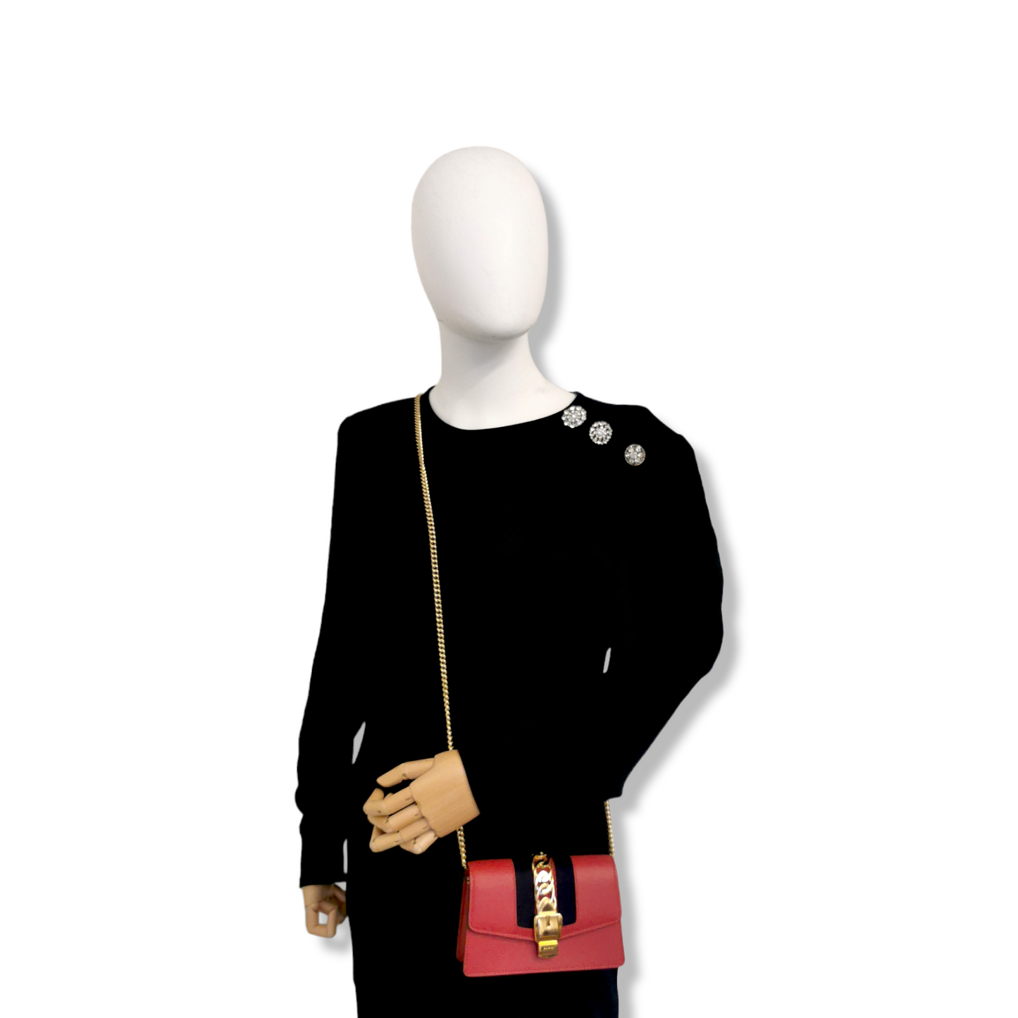 Gucci Sylvie Red Leather Chain Crossbody