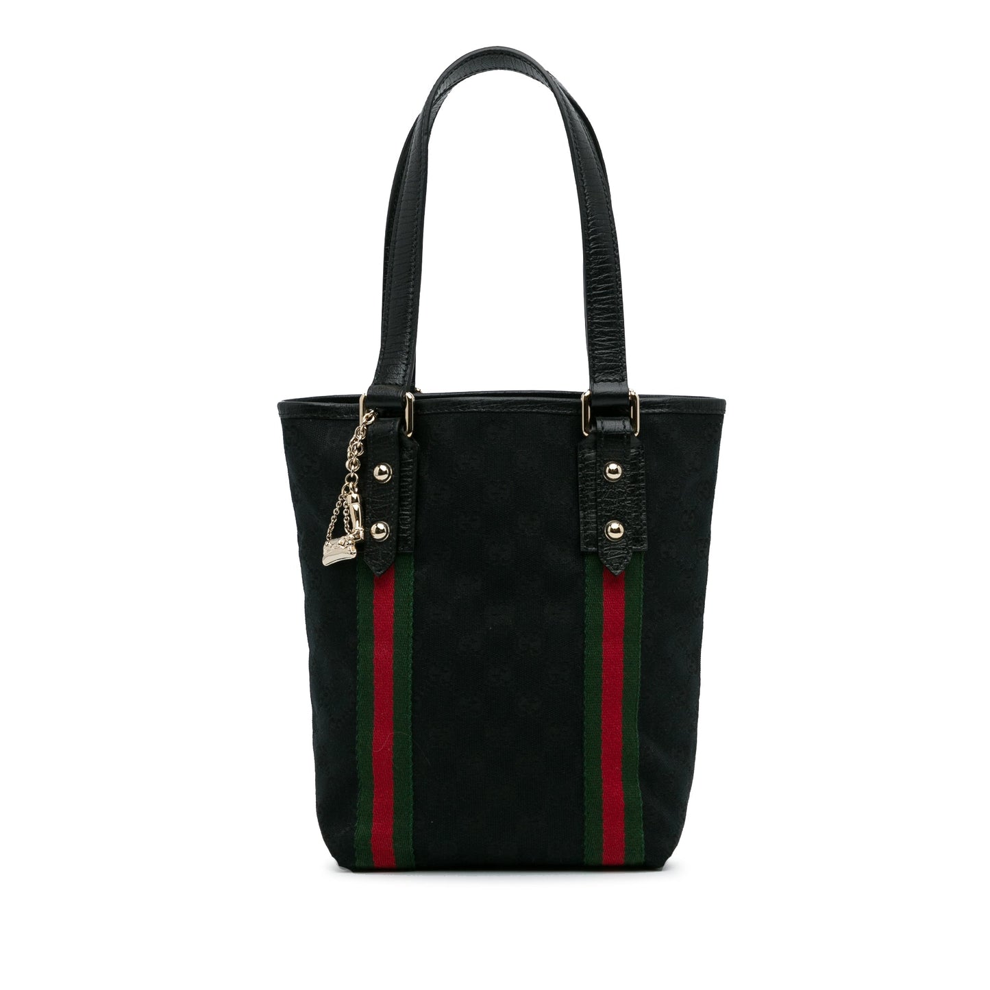 Gucci Black Leather Canvas Tote Style 13