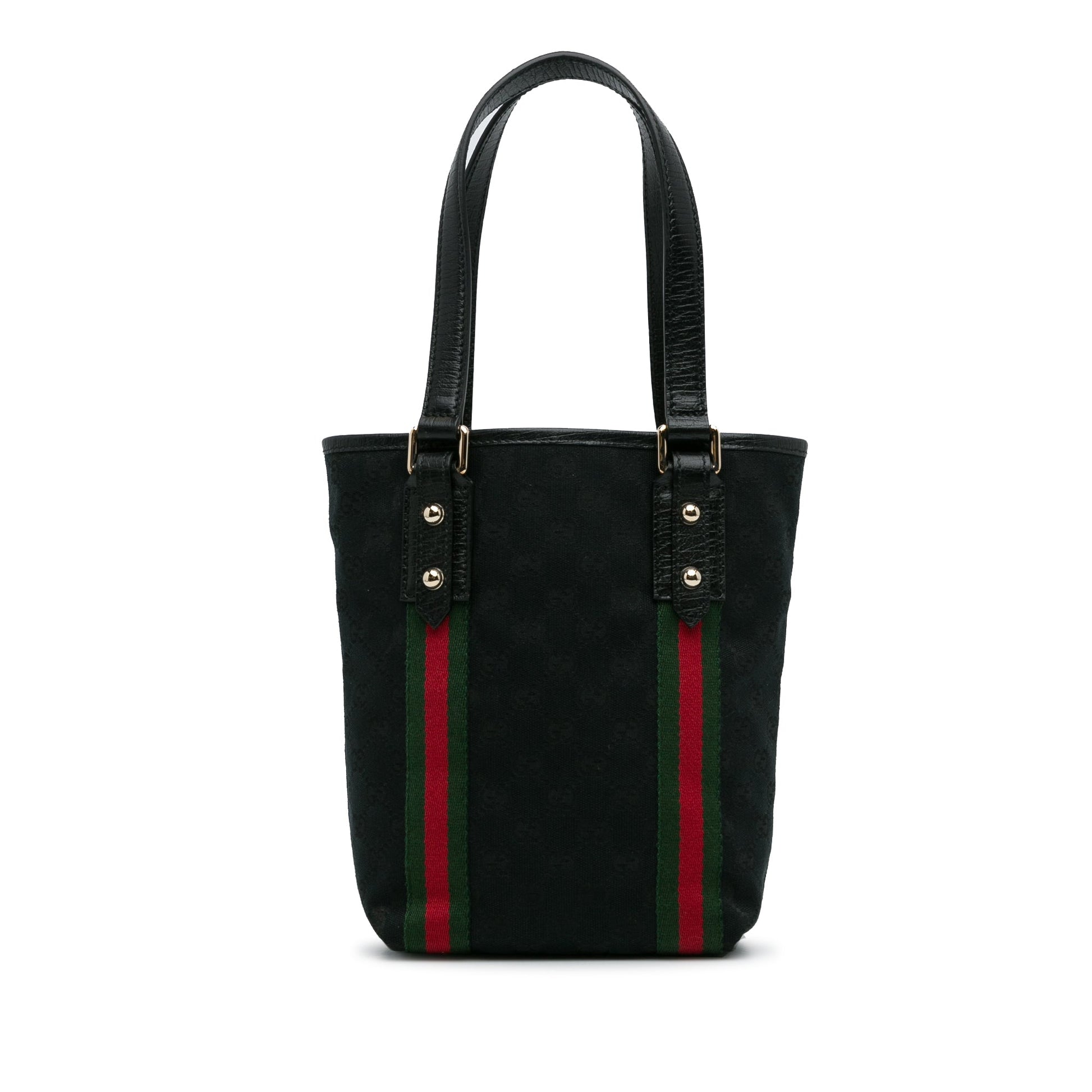 Gucci Black Leather Canvas Tote Style 13