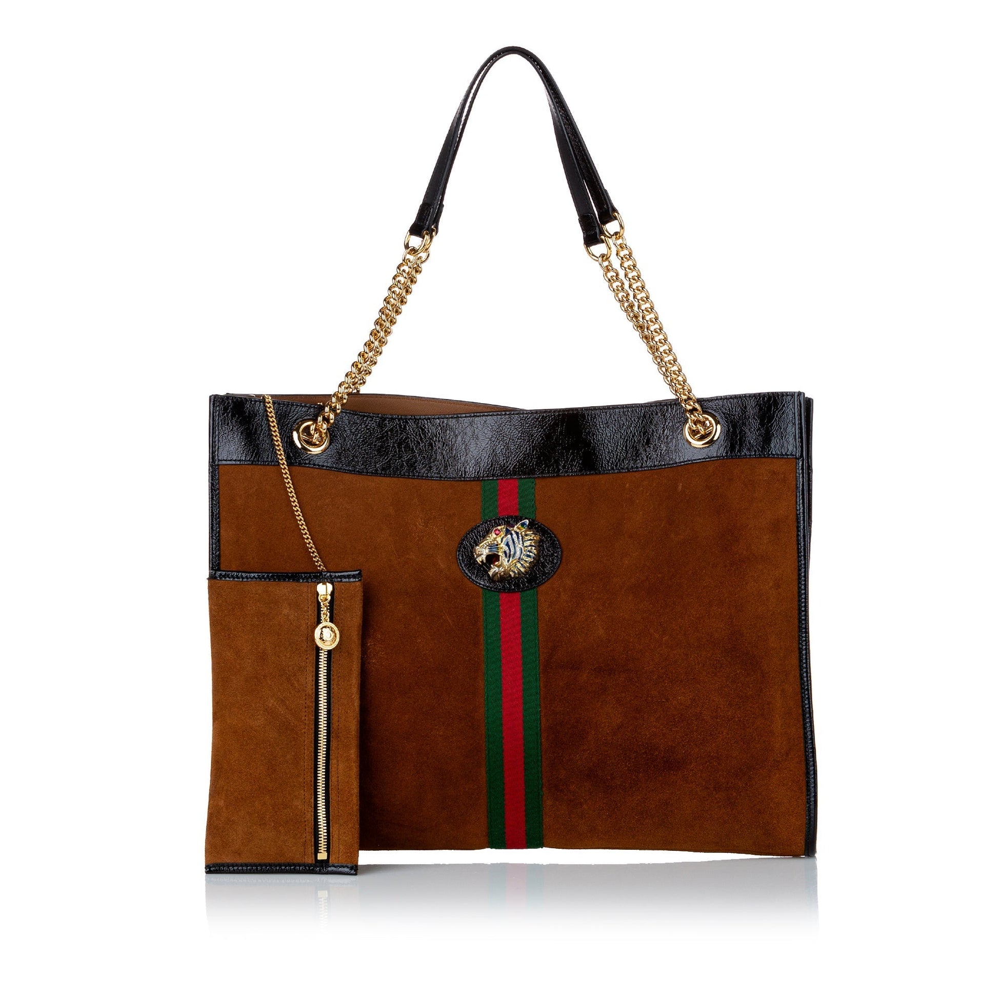 Gucci Brown Leather Suede Tote