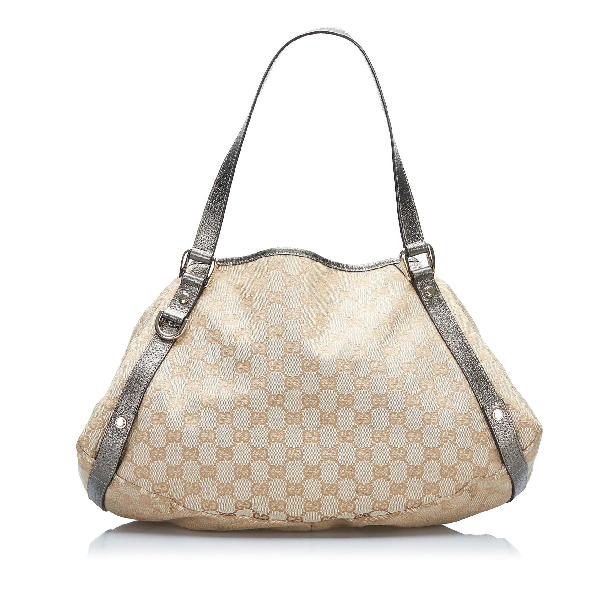 Gucci Abbey Brown Leather Canvas Tote Style 2