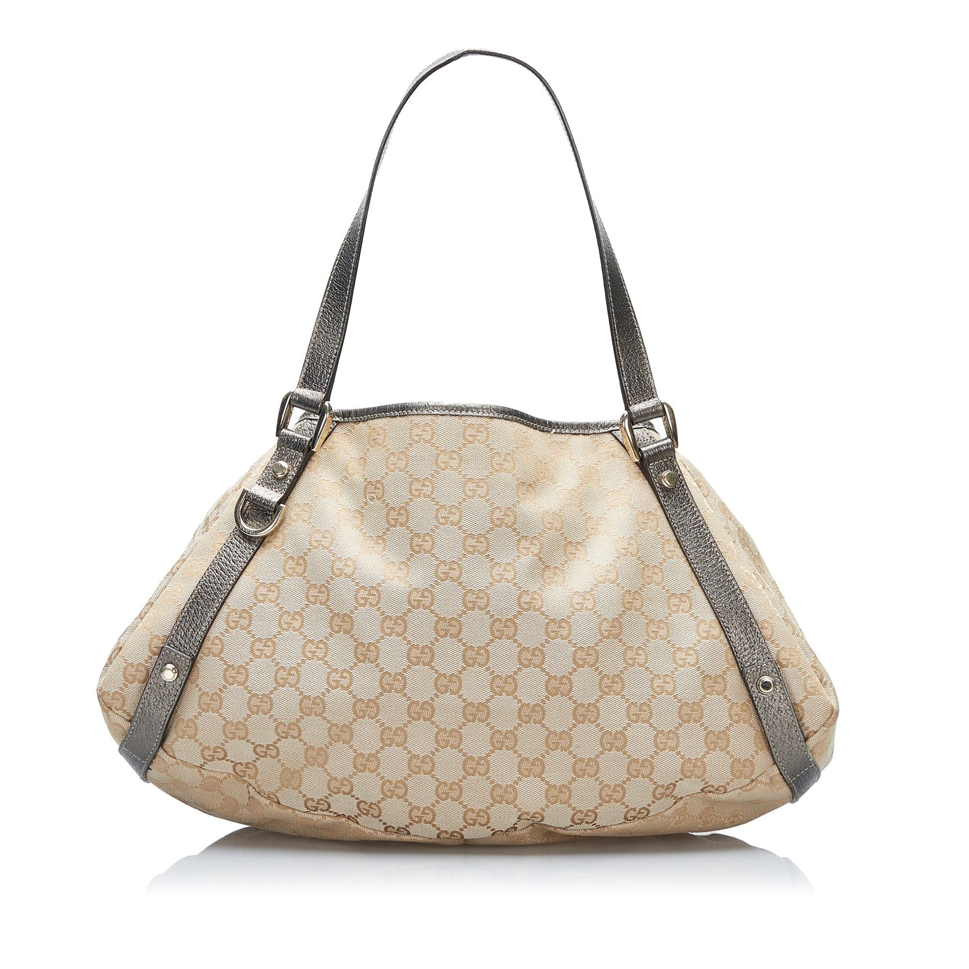 Gucci Abbey Brown Leather Canvas Tote Style 2