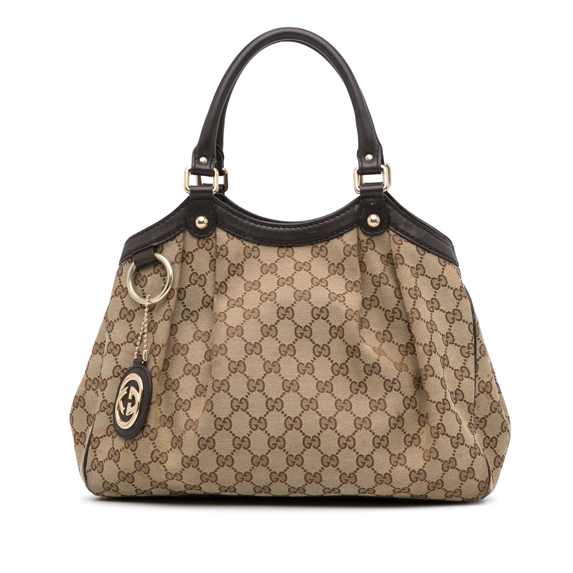 Gucci Sukey Beige Leather Canvas Tote