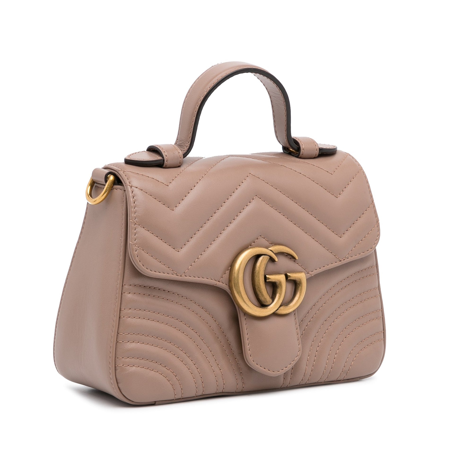 Gucci GG Marmont Brown Leather Chain Shoulder Bag
