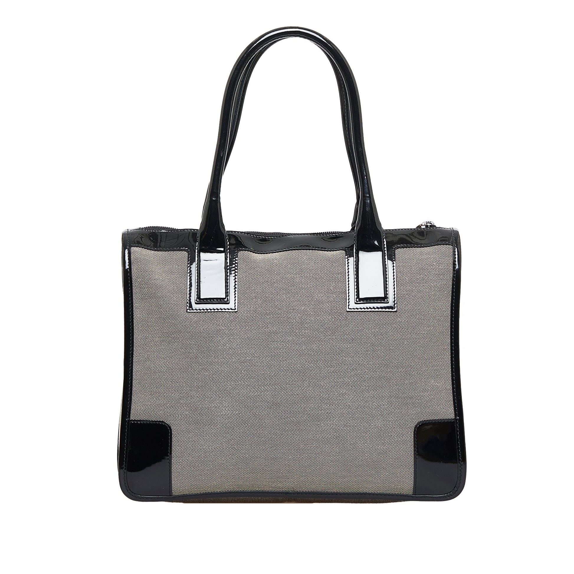 Gucci Grey Leather Canvas Handbag Style 1