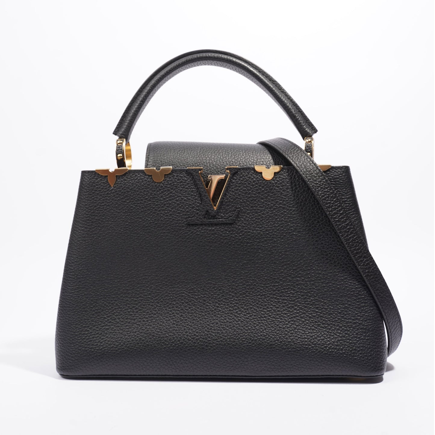 Louis Vuitton Capucines MM Black Taurillon Leather Handbag