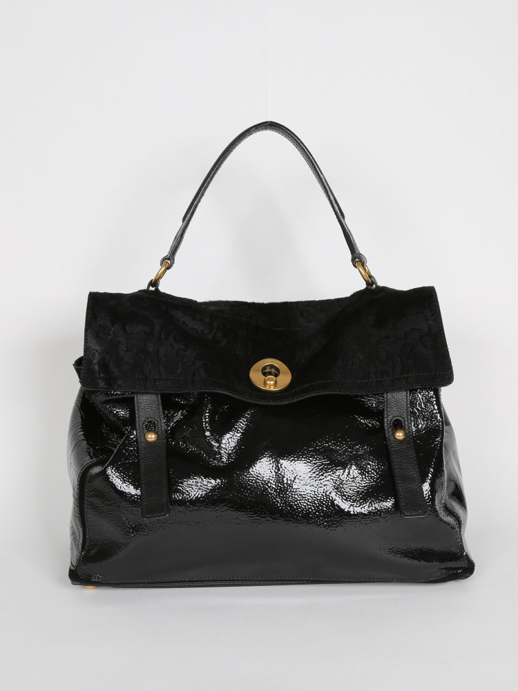 SAINT LAURENT PONY HAIR PATENT MUSE TWO BAG