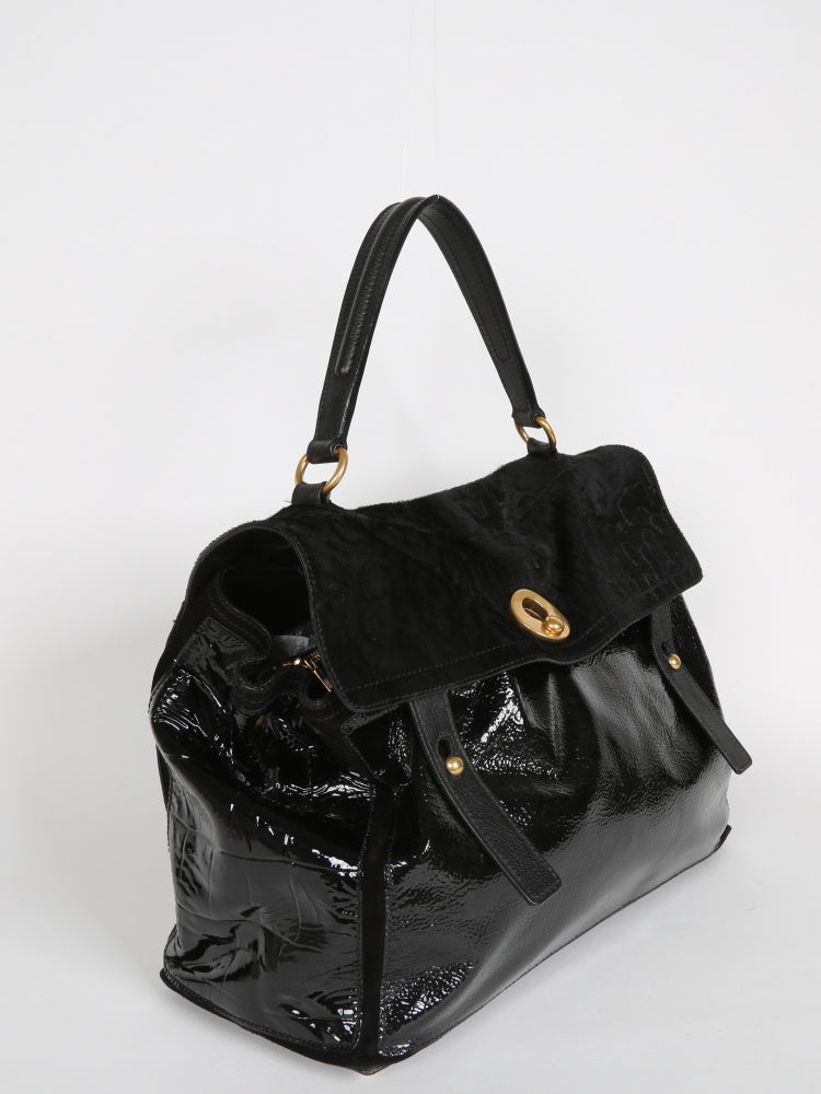 SAINT LAURENT PONY HAIR PATENT MUSE TWO BAG